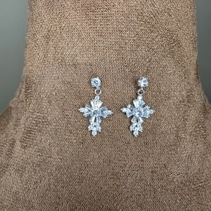 Silver Cross Drop Earrings